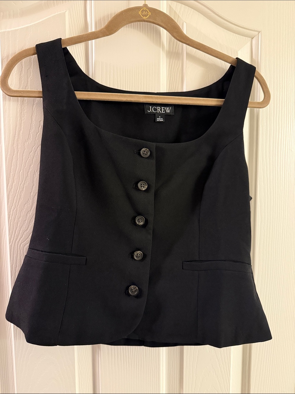 J. Crew Black Button-Front Tailored Vest